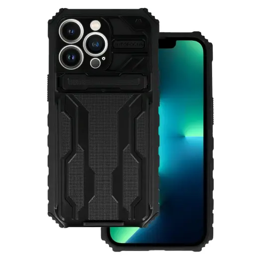 Tel Protect Combo telefono dėklas su stovu iPhone 13 Pro juodas