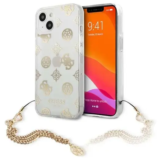Guess GUHCP13SKSPEGO iPhone 13 mini 5,4" złoty|gold hardcase Peony Chain Collection