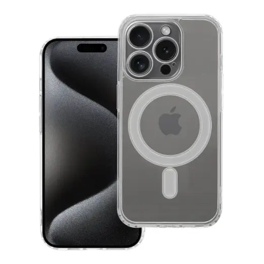 Clear Mag telefono dėklas su MagSafe palaikymu iPhone 15 Pro skaidrus