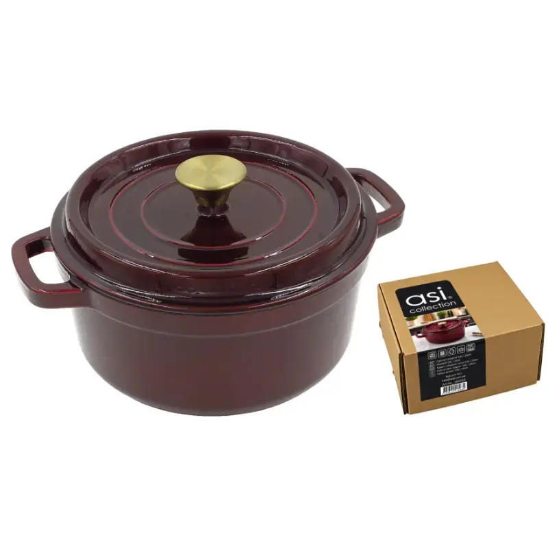 Čuguna sautējamais katls apaļš ar vāku 3,6L / 24cm ķiršu sarkans