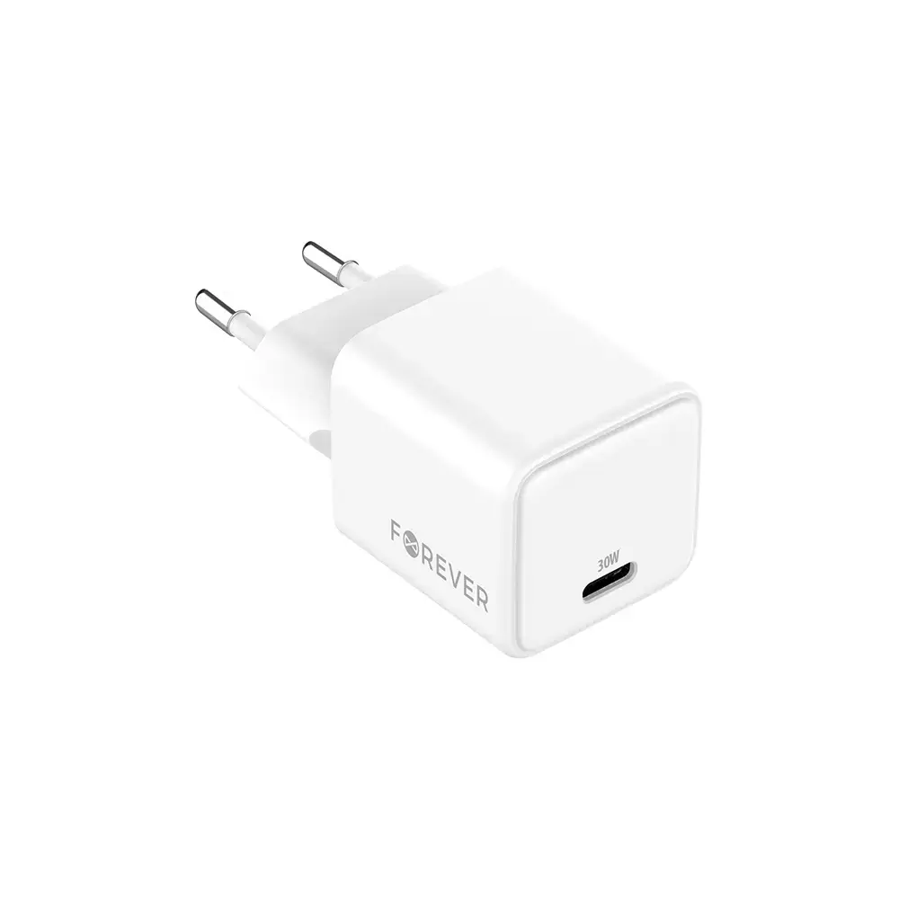 Forever TC-08-30C tīkla lādētājs | 30W | GaN, PD, QC | USB-C | balts