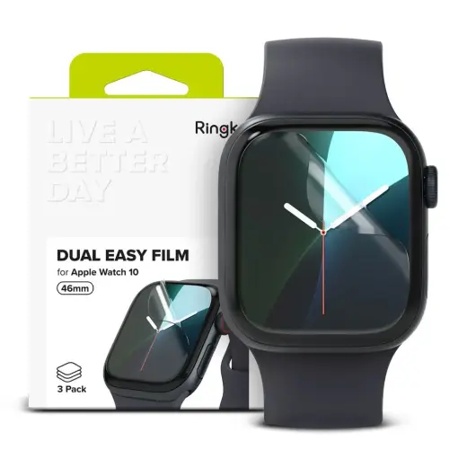RINGKE DUAL EASY 3-PACK APPLE WATCH 10 (46 MM) CAURSPĪDĪGA AIZSARGPLĒVE