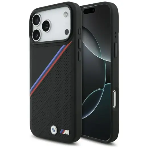 BMW M Tricolor Metal Logo telefoniümbris MagSafe toega seadmele iPhone 17 Pro Max must