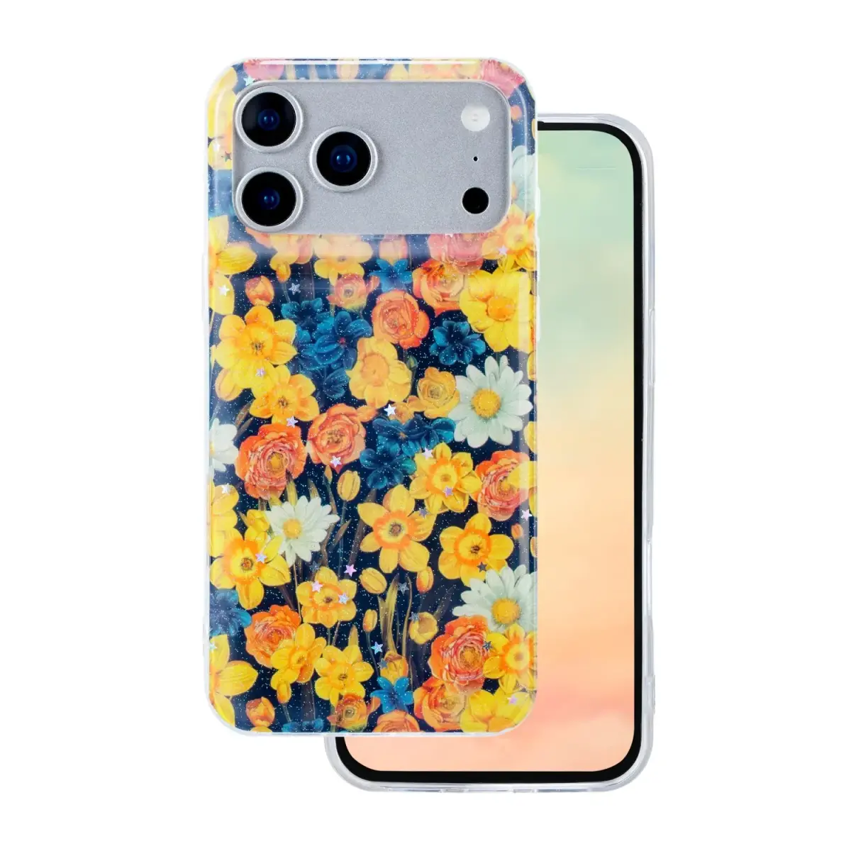 Glow Glam maciņš telefonam iPhone 17 Pro Max oranžs