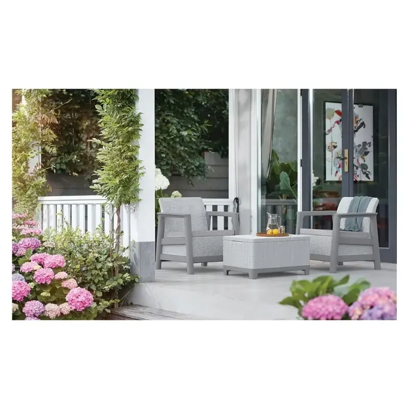 Dārza mēbeļu komplekts Scandi Linea Balcony Set gaiši pelēks/tumša tērauda pelēks