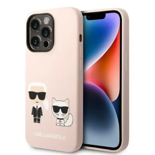 Karl Lagerfeld KLHMP14LSSKCI iPhone 14 Pro 6,1" hardcase jasnoróżowy|light pink Silicone Karl & Choupette Magsafe