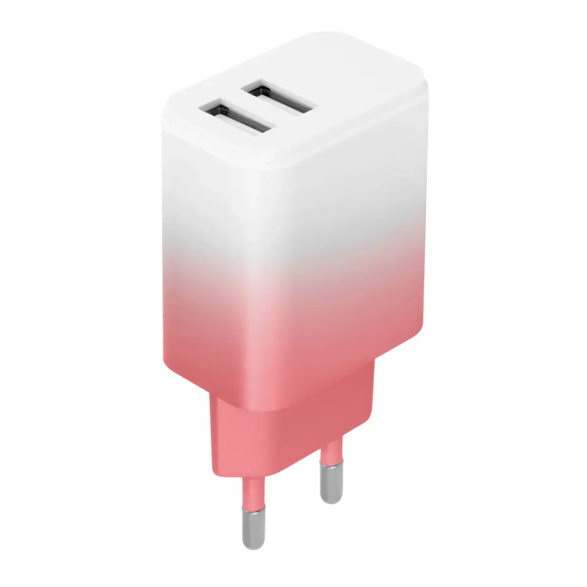 Setty LSIG-AA-20 tīkla lādētājs | 18W | 2x USB | balts-rozā gradient