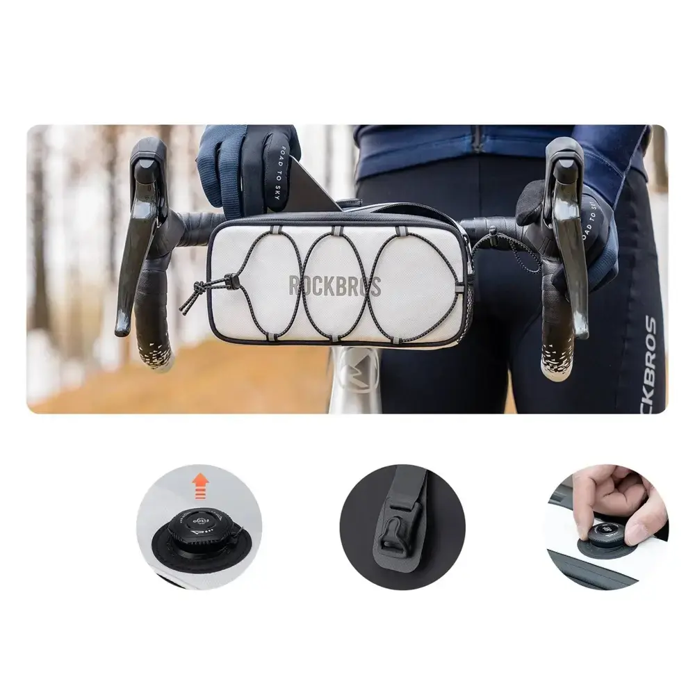 Torba na kierownicę 1,9L Rockbros TL001 ROAD TO SKY wodoodporna – biała