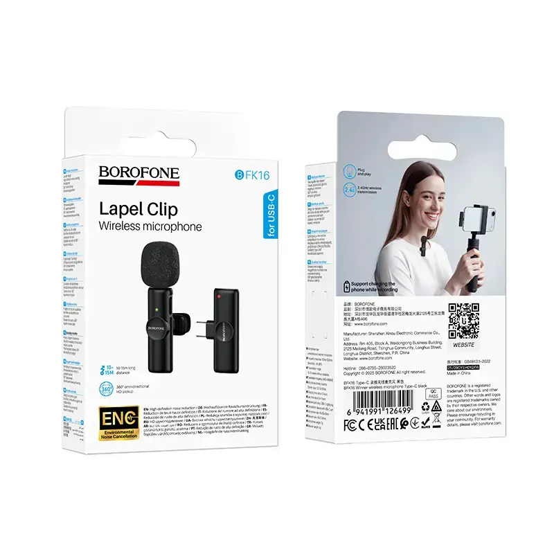 Borofone Lavalier wireless microphone BFK16 Winner Type C black