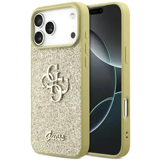 Guess Fixed Glitter Big 4G case for iPhone 17 Pro Max gold