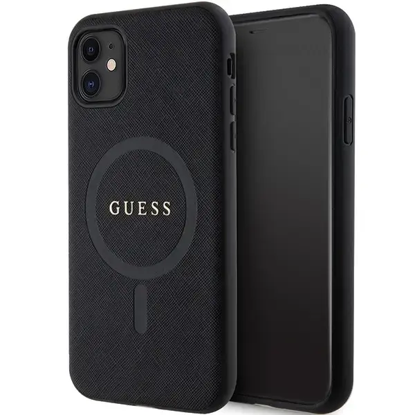 Guess GUHMN61PSAHMCK case for iPhone 11 | Xr - black Saffiano MagSafe