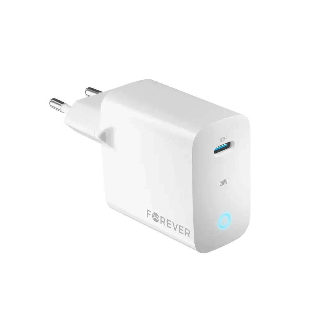 Forever TC-06-20C travel charger | 20W | PD, QC | USB-C | white