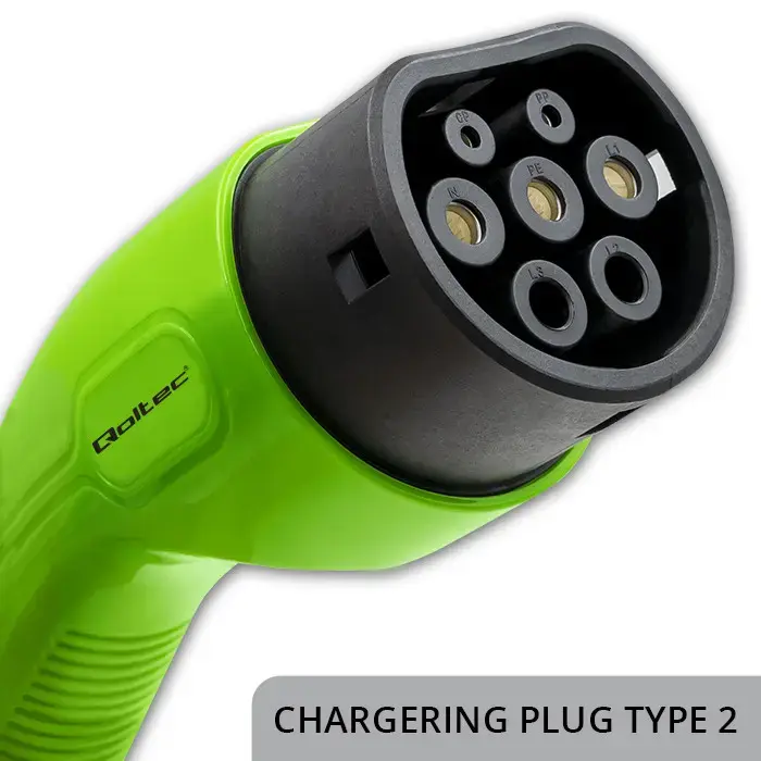 Qoltec Mobile EV charger with adjustable 2in1 Type2 | 11kW | CEE 32A | Wi-fi | LCD | 3 phase | Portable | Wallbox | 5m