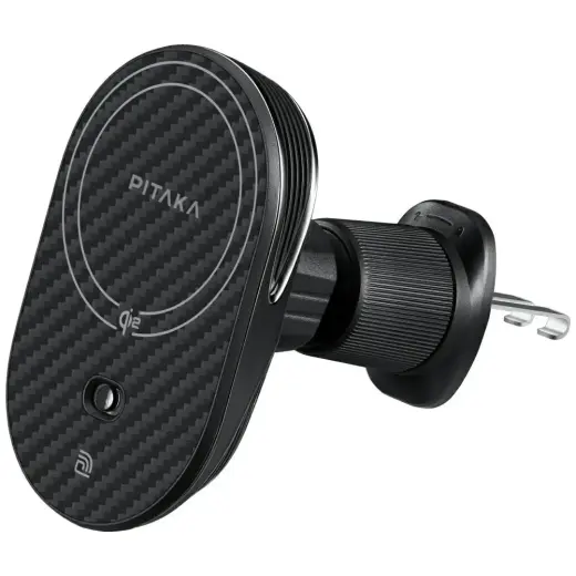 Car mount with wireless charger PITAKA MagEZ Pro 2 Qi2 15W NFC MagSafe black grey