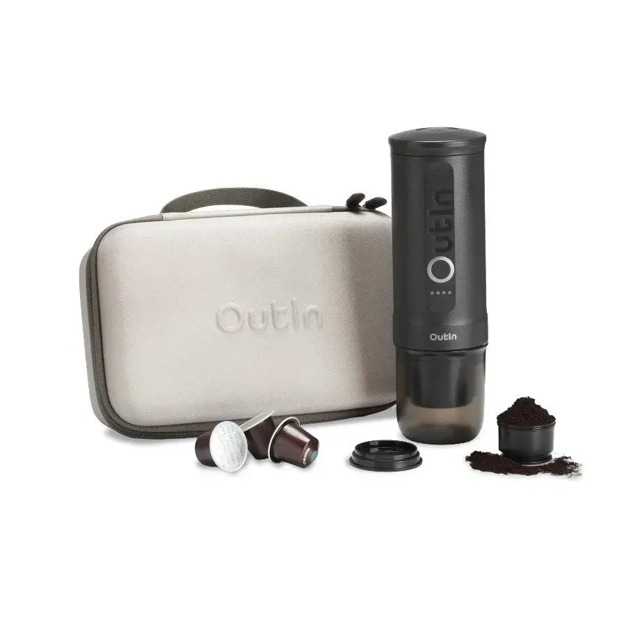Outin Nano 7500mAh Portable Coffee Maker Set (Gray) + Protective Case