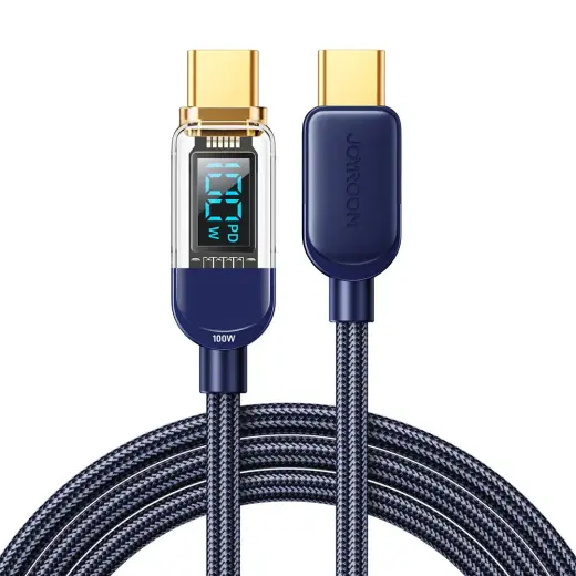 Joyroom S-CC100A4 data transfer and charging cable | USB-C to USB-C | 100W | with LED display | 1.2m | blue