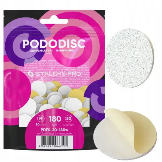 Staleks Pro M Disposable Files Grit 180 White with Soft Foam Layer - Replacement Sandpaper with Foam for Pedicure Disc 50 Pcs
