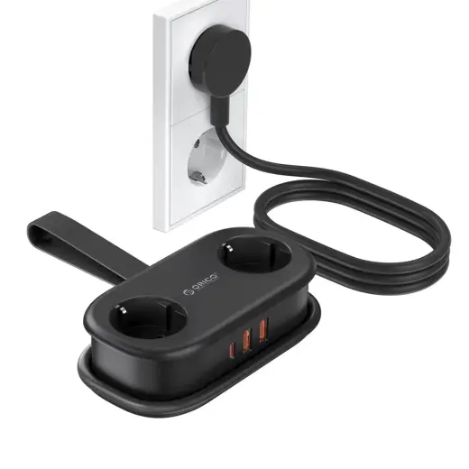 Orico APP 15.5W 5in1 Power Strip 2x AC + 2x USB-A + 1x USB-C - Black
