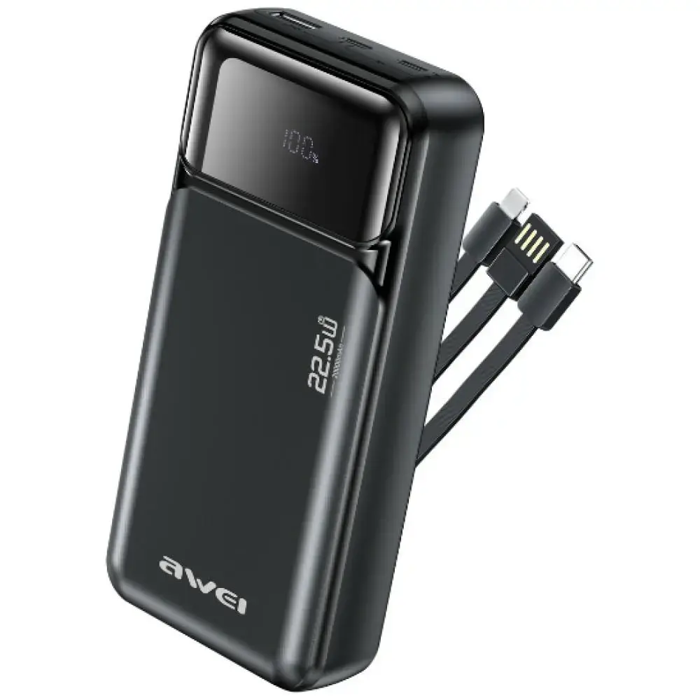 Awei PA-93 ārējais akumulators (powerbank) | 20 000 mAh | 22.5W | PD | USB-C | melns