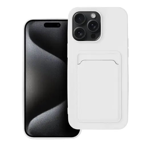 Card knyginio tipo telefono dėklas iPhone 15 Pro Max baltas