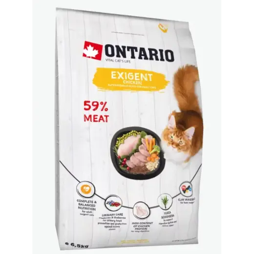 Barība izvēlīgiem kaķiem – Ontario Cat Exigent, 6.5 kg