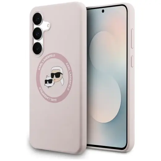 Case Karl Lagerfeld Silicone Karl&Choupette Heads MagSafe for Samsung Galaxy S25 FE pink