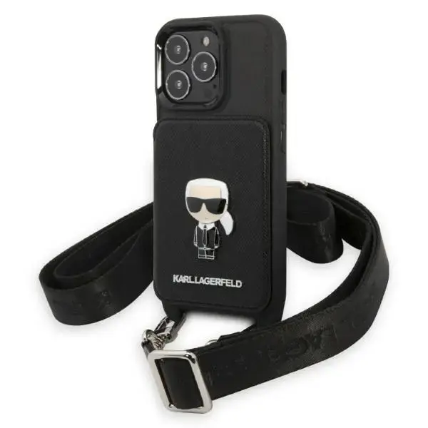 Karl Lagerfeld KLHCP13XSAIPCK iPhone 13 Pro Max 6,7" hardcase czarny|black Saffiano Metal Ikonik