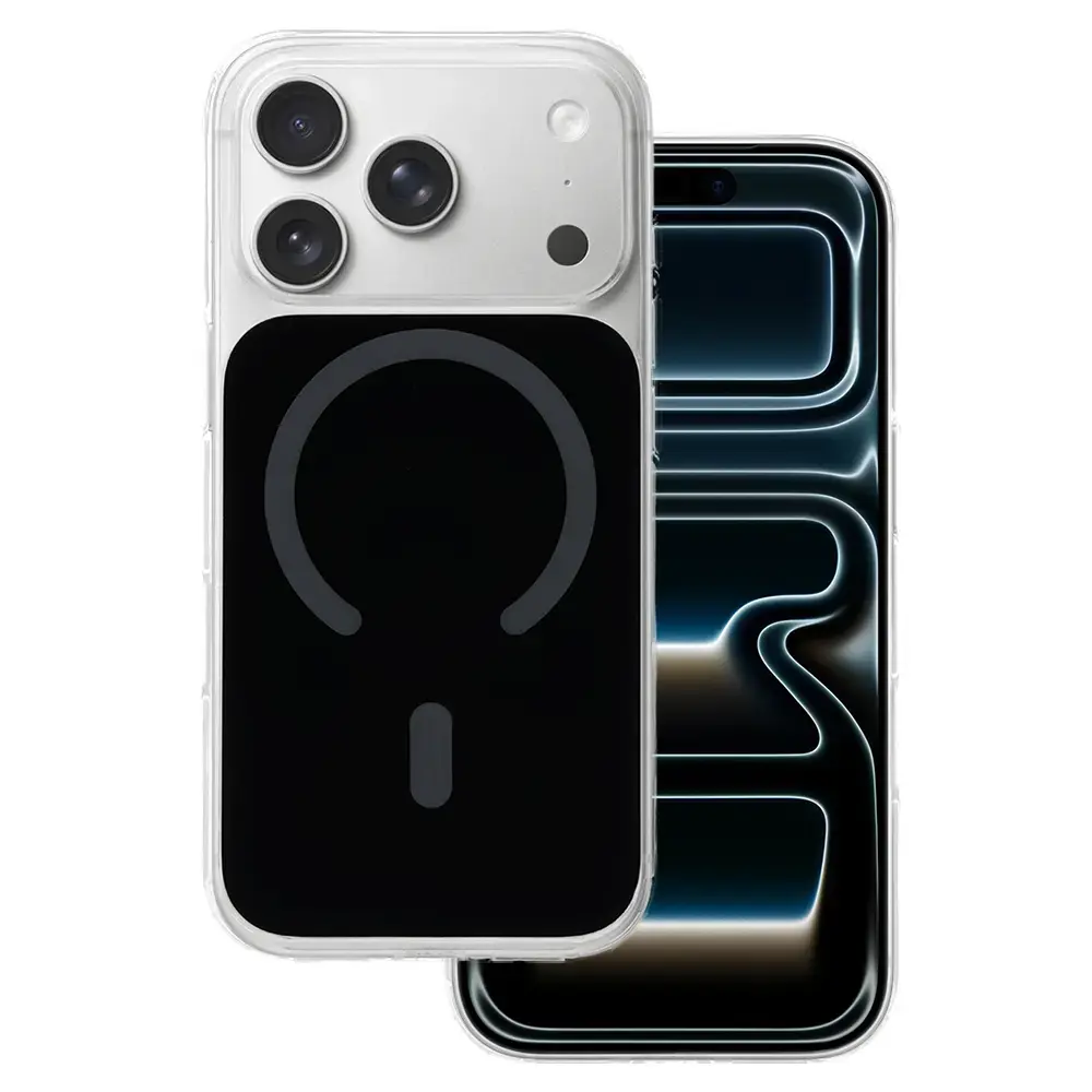 Glossy maciņš ar MagSafe atbalstu telefonam iPhone 17 Pro Max melns
