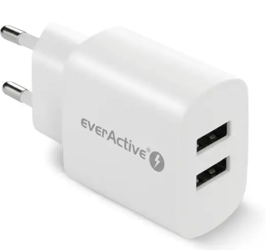 PHONE CHARGER 2X USB 2, 4A 12W WHITE