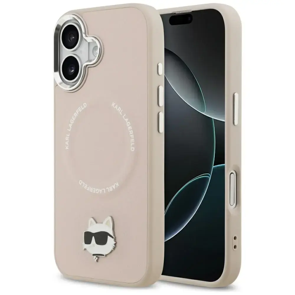 Karl Lagerfeld Choupette Pin MagSafe Case for iPhone 17 Pink