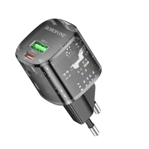 Borofone Wall charger BN17 Sunlight travel charger | 20W | PD | QC | USB-A | USB-C | black
