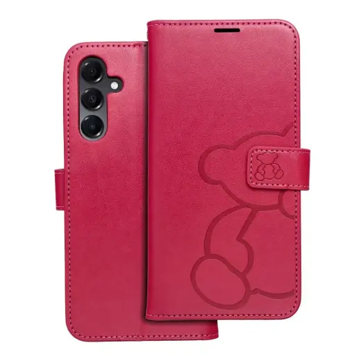 MEZZO teddy bear knyginio tipo telefono dėklas Samsung Galaxy A16 5G (A166) rožinis (pliušinis meškiukas)