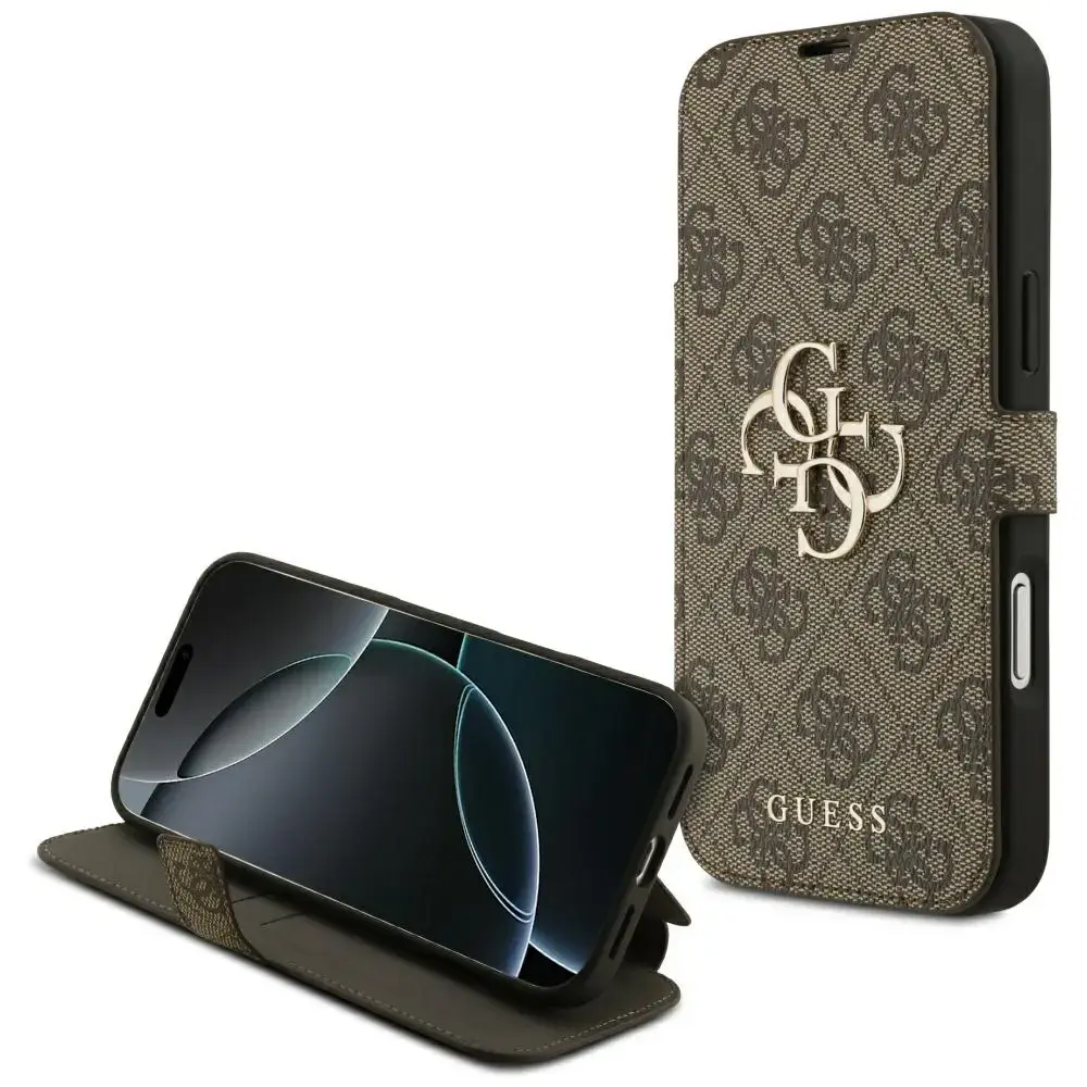 Etui Guess Book 4G Metal Logo do iPhone   17 Pro Max brązowy