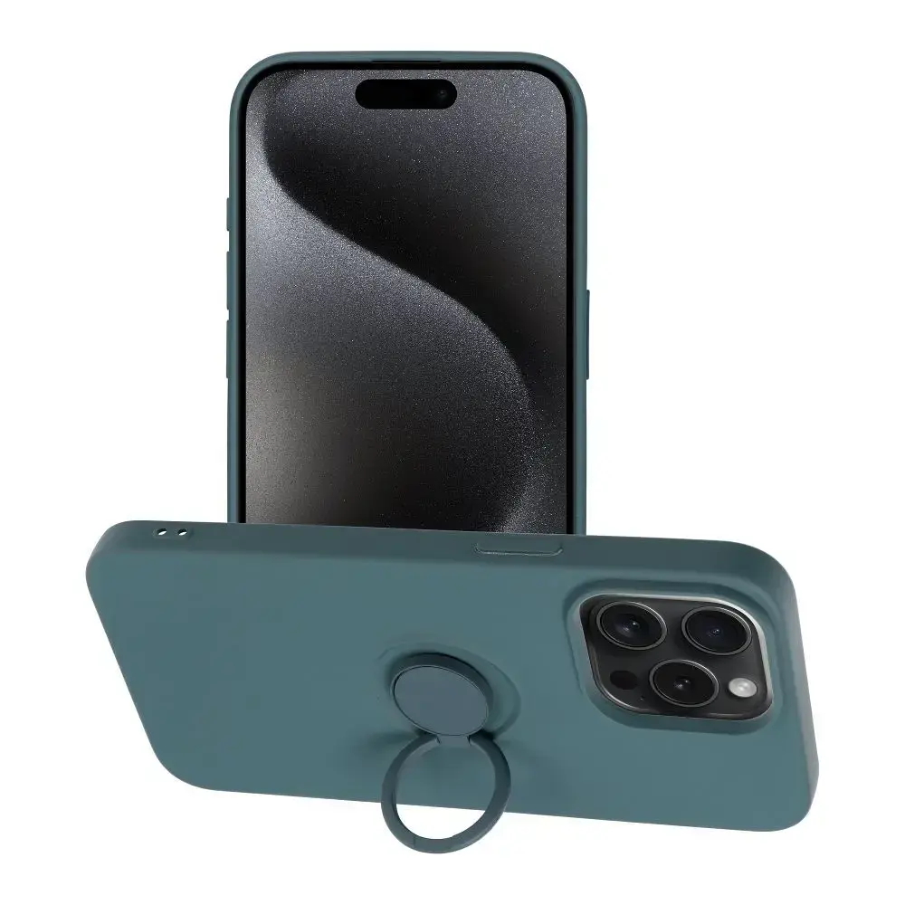 Silicone maciņš ar statīvu telefonam iPhone 15 Pro Max zaļš