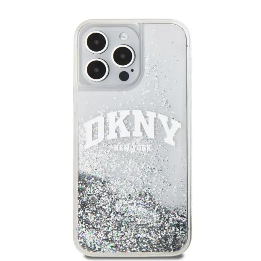 DKNY Liquid Glitter Arch Logo Case for iPhone 15 Pro Max Transparent