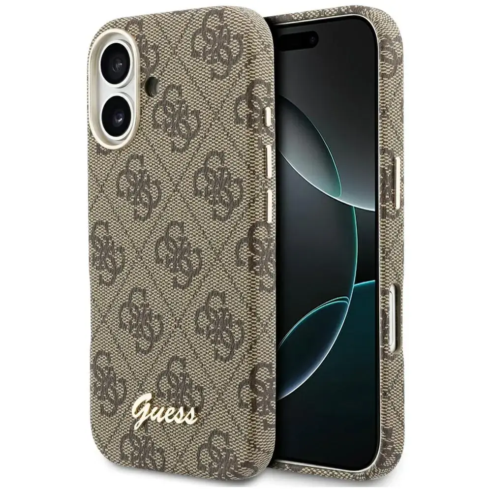 Guess 4G Script maciņš ar MagSafe atbalstu telefonam iPhone 17 brūns