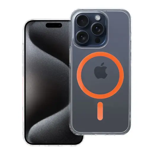 Case for iPhone 15 PRO Drop Glue Colorful Ring Mag Cover compatible with MagSafe orange