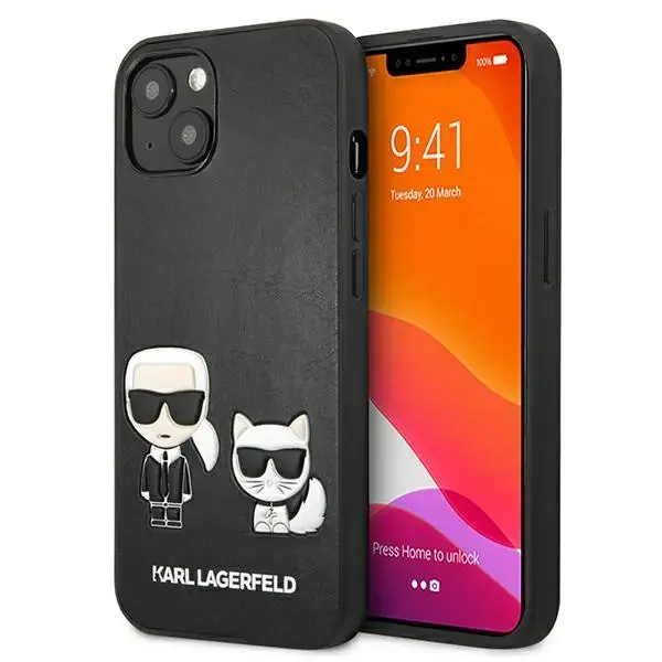 KLHCP13MPCUSKCBK Karl Lagerfeld and Choupette PU Leather Case for iPhone 13 Black