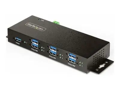 StarTech.com 7-Port Managed USB Hub with 7x USB-A, Heavy Duty with Metal Industrial Housing, ESD & Surge Protection, Wall|Desk|Din-Rail Mountable, USB 3.0|3.1|3.2 Gen 1 5Gbps - hub - 7 ports - TAA Compliant