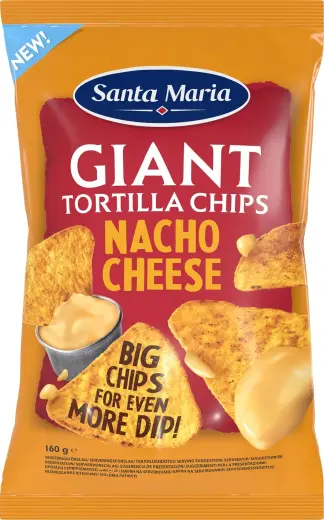 Extra large corn chips with intense, matured cheese flavor 160g, Santa Maria