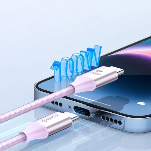 Orico CDX andmeedastus- ja laadimiskaabel | USB-C kuni USB-C | PD | 100W | 1m | lilla