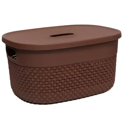 Basket with lid Deny 23x17x12cm, brown