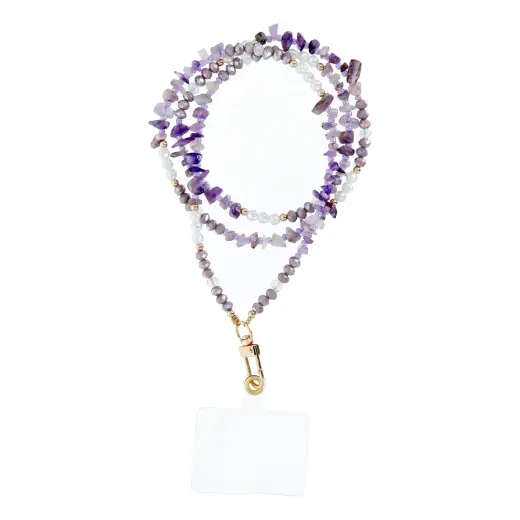 STONE Phone lanyard, Phone pendant / cord length 82cm (41cm in the loop) / on neck - purple