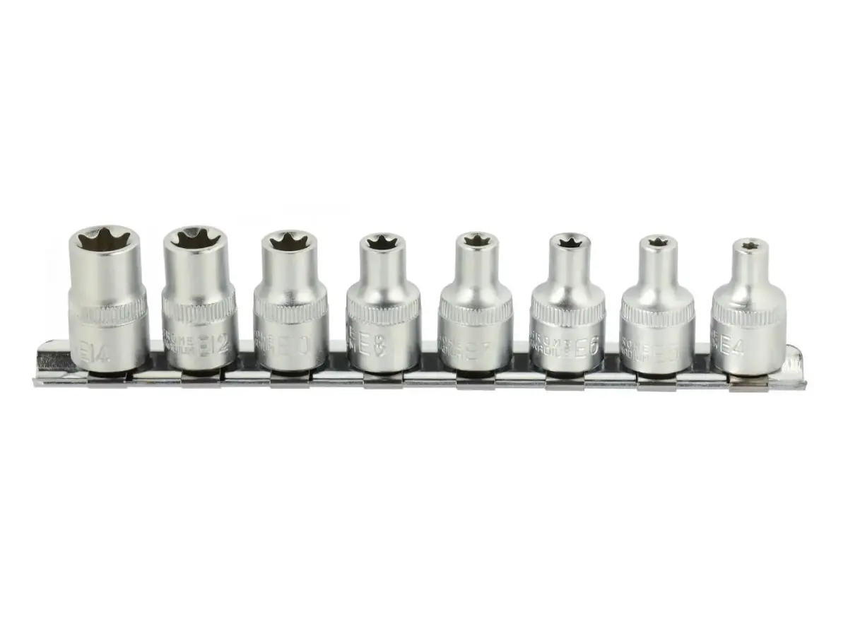 TORX padrunikomplekt E4-E14 CrV 3/8" ajam, 8 tk