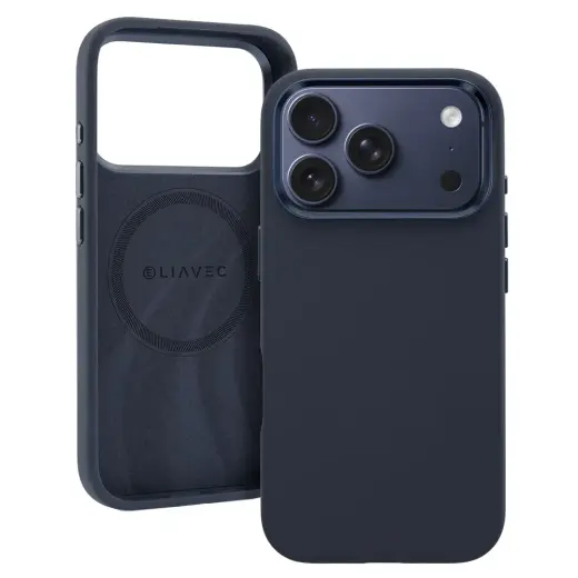 Liavec Silky phone case with MagSafe support for iPhone 17 Pro Max navy