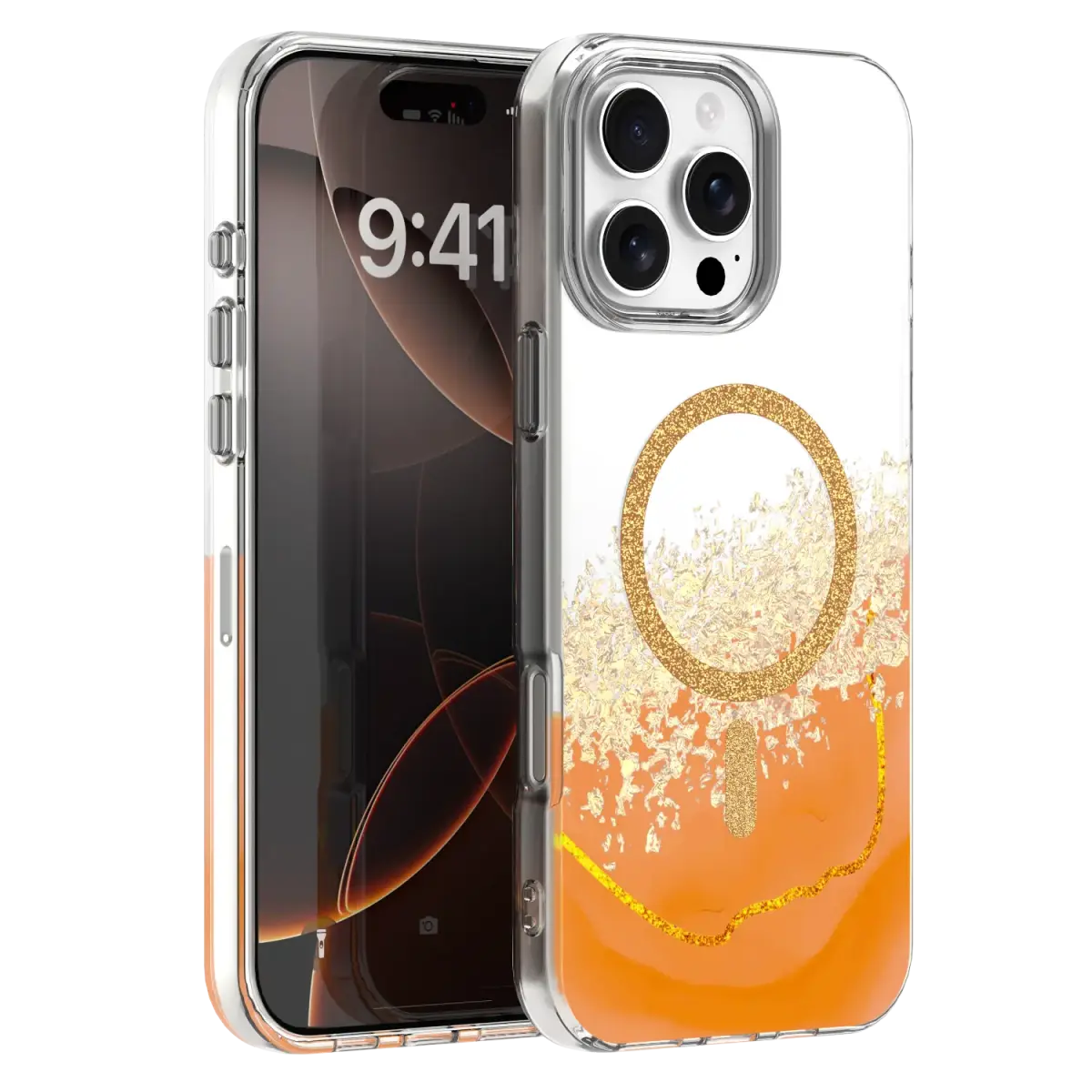 Epoxy Mag maciņš ar MagSafe atbalstu telefonam iPhone 16 Pro oranžs