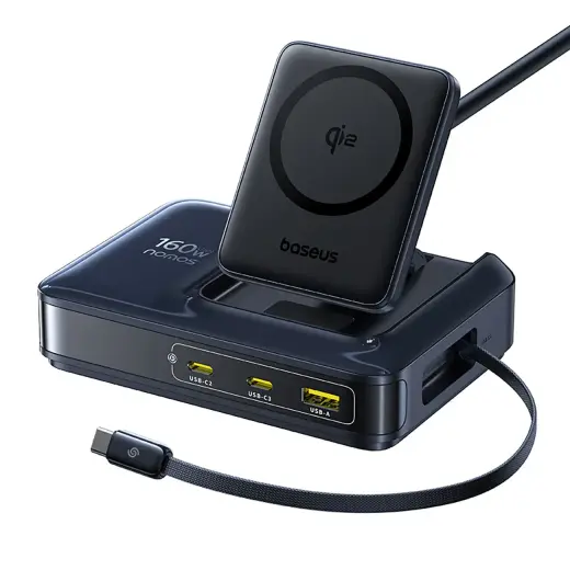 Baseus Nomos NH21 4-in-1 bezvadu lādētājs | Qi 2 | 160W | melns