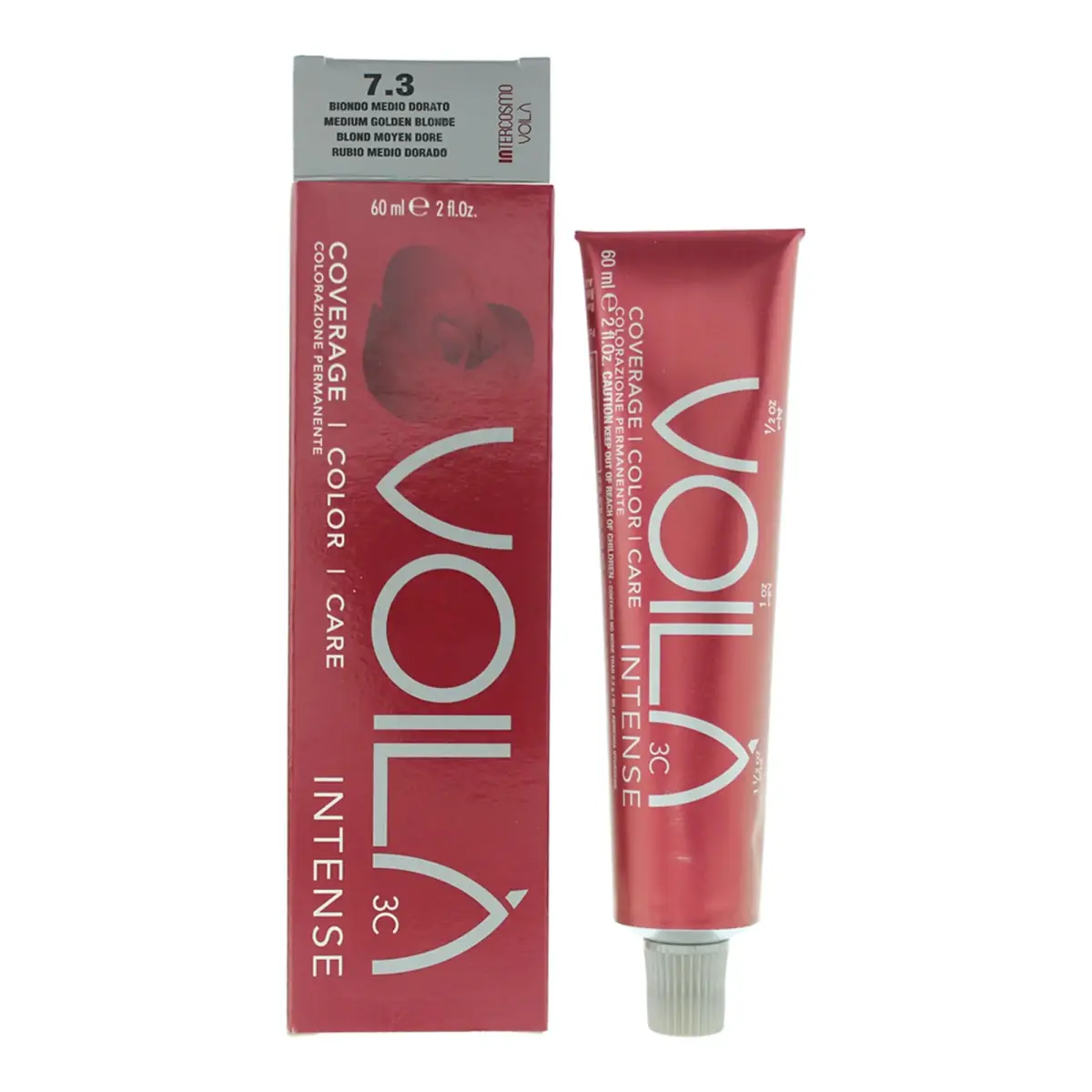 Intercosmo, Voila 3C Intense, Permanent Hair Dye, 7.3 Medium Golden Blonde, 60 ml