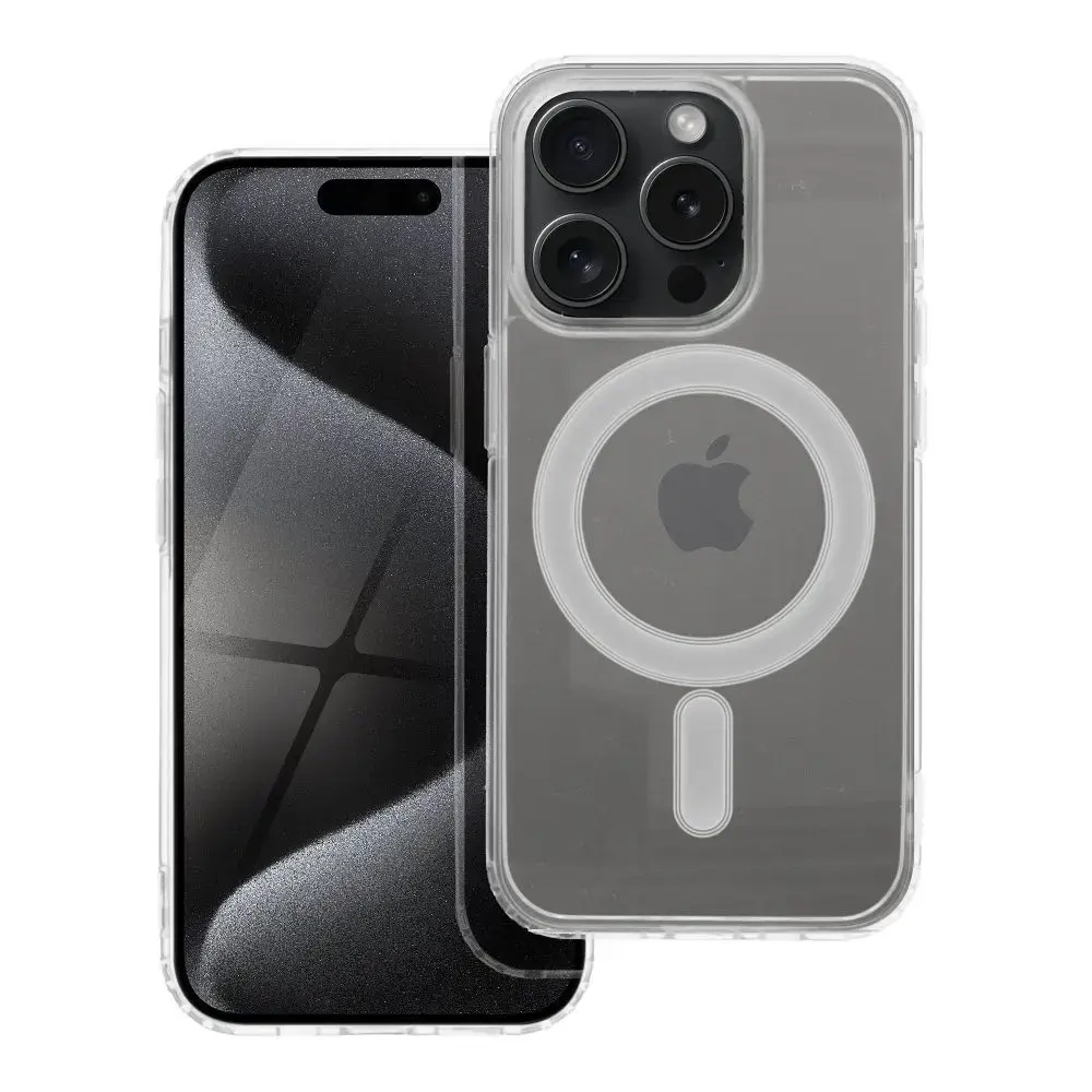 Clear Mag telefono dėklas su MagSafe palaikymu iPhone 15 Pro skaidrus