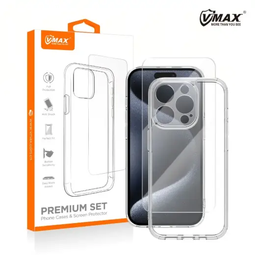 Vmax Set + Glass 2,5D Premium telefono dėklas iPhone 16e